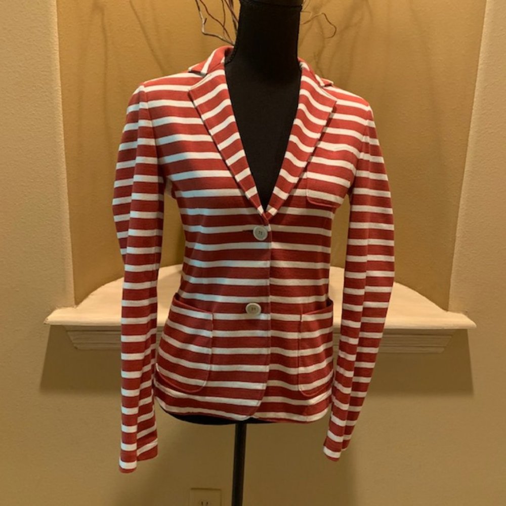 Aspesi Russet and Ivory Striped Blazer